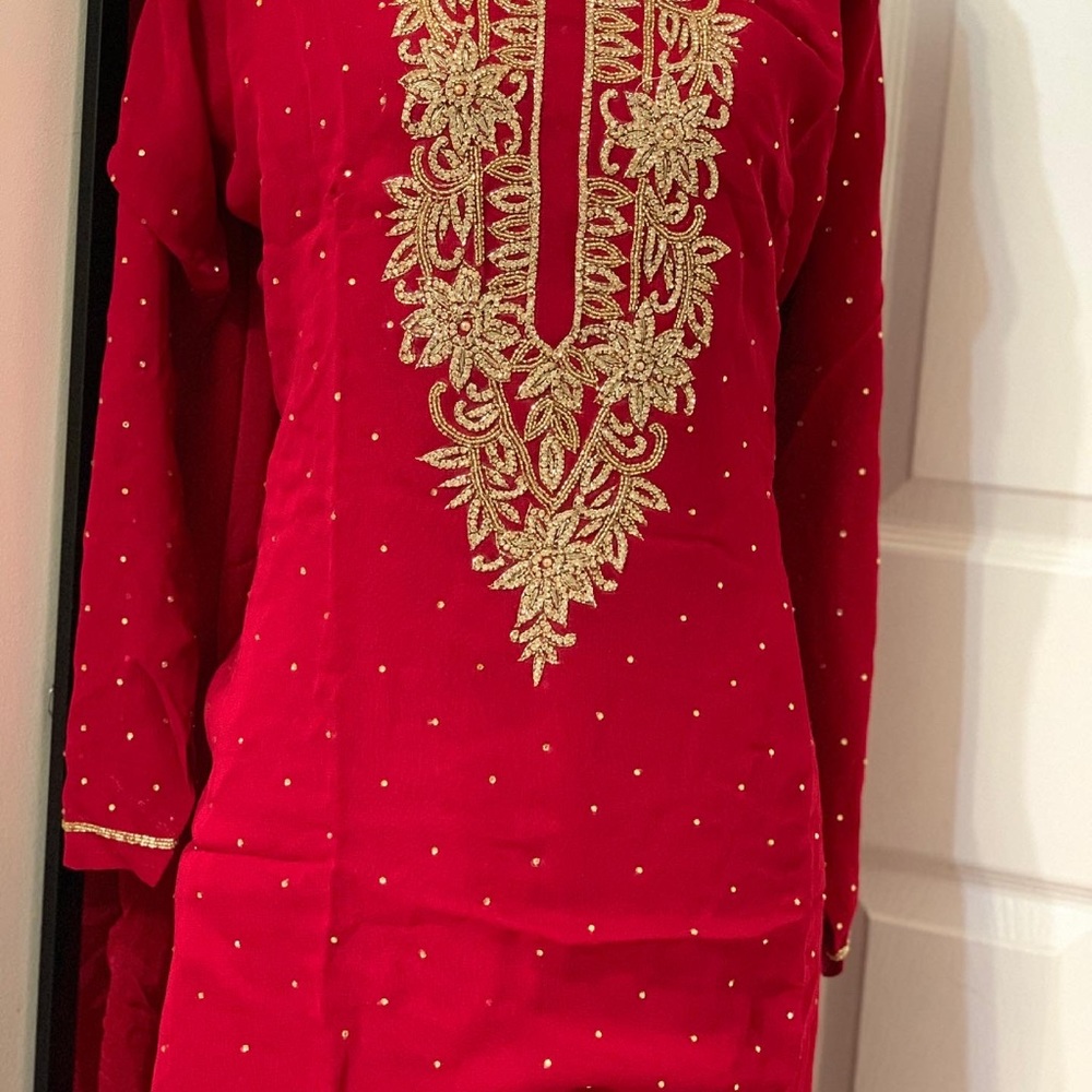 Embroidered shirt with embroidered Sharara